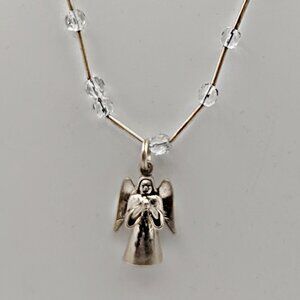 Sterling Bead Angel Necklace - Angel Pendant Necklace